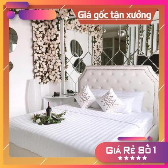Bộ Drap Cotton Trắng sọc 3 phân đủ kích thước 2tấc