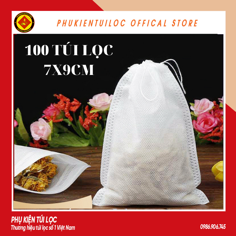 COMBO 100 TÚI LỌC TRÀ, CAFE, THẢO DƯỢC, NẤU ĂN SIZE 10X15CM CÓ DÂY RÚT