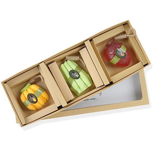 Hộp Quà 3 Xà Bông Thiên Nhiên Handmade eccomorning Hình Trái Cây F3B - Soap Gift Set 3pcs