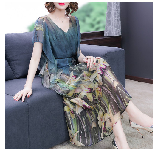 Đầm Lụa Hoa Pháp Dự Tiệc Sang Chảnh VH59 - Hàng Quảng Châu Cao Cấp