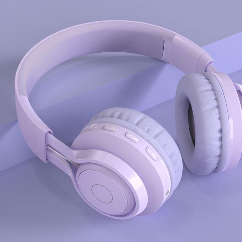 Đèn LED Phát Sáng Không Dây Bluetooth Tai Nghe Hồng Tím Tai Nghe Kèm Micro Cho Máy Tính Điện Thoại Thông Minh Dễ Thương Tai Nghe Nhét Tai