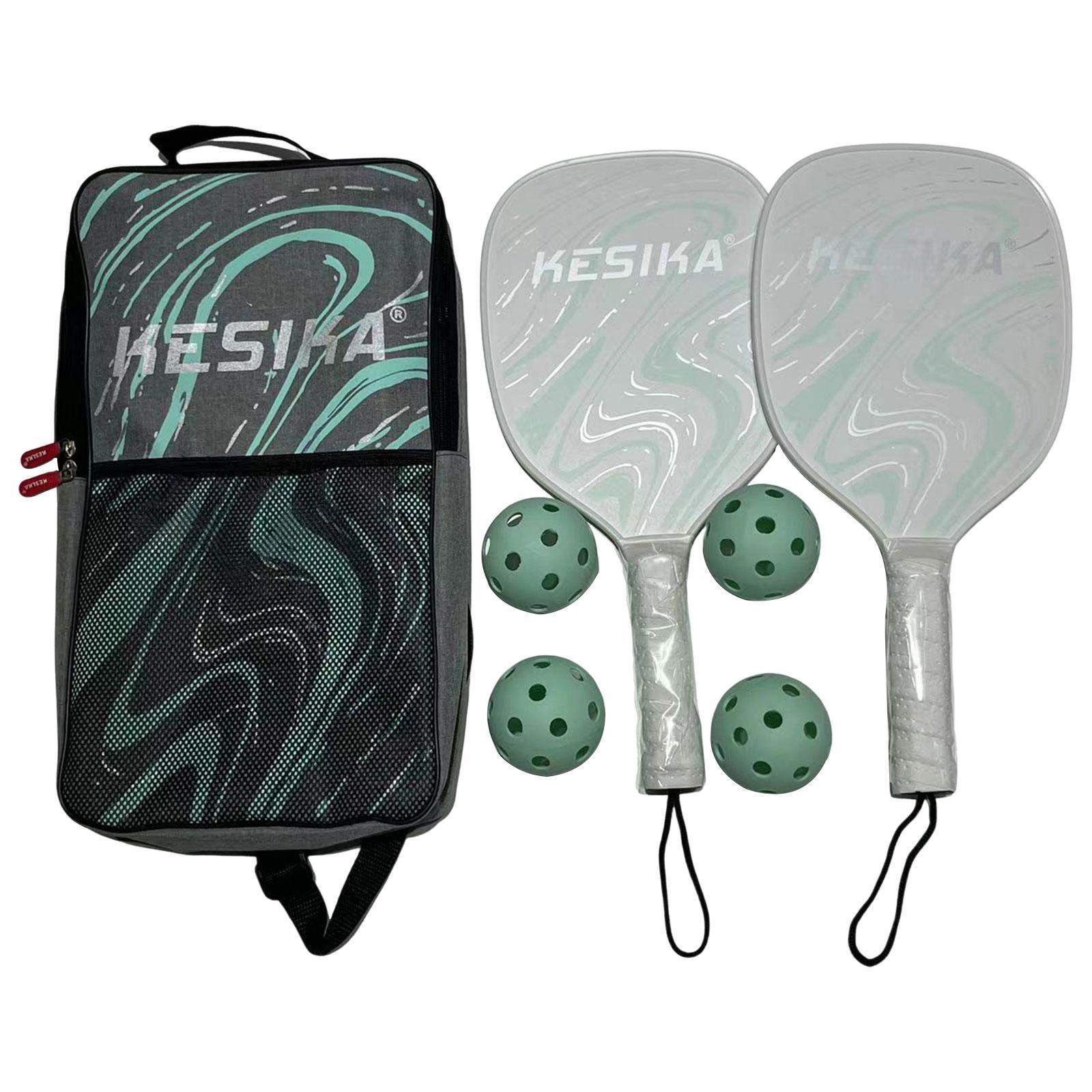 Pickleball Paddles Pickleball Racquets with 2 Rackets 4 Pickleballs Fiberglass Rackets Portable Pickleball Rackets
