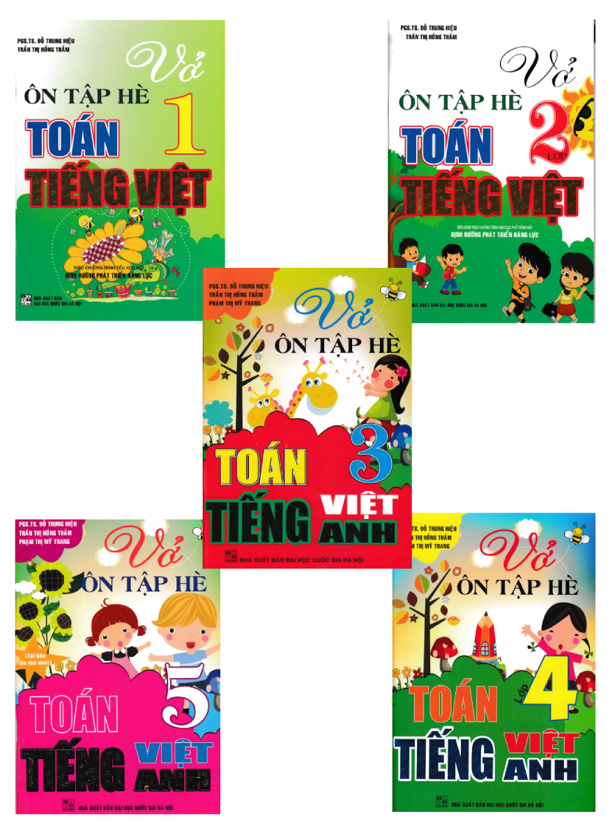 Combo Vở Ôn Tập Hè Toán - Tiếng Việt - Tiếng Anh Tiểu Học