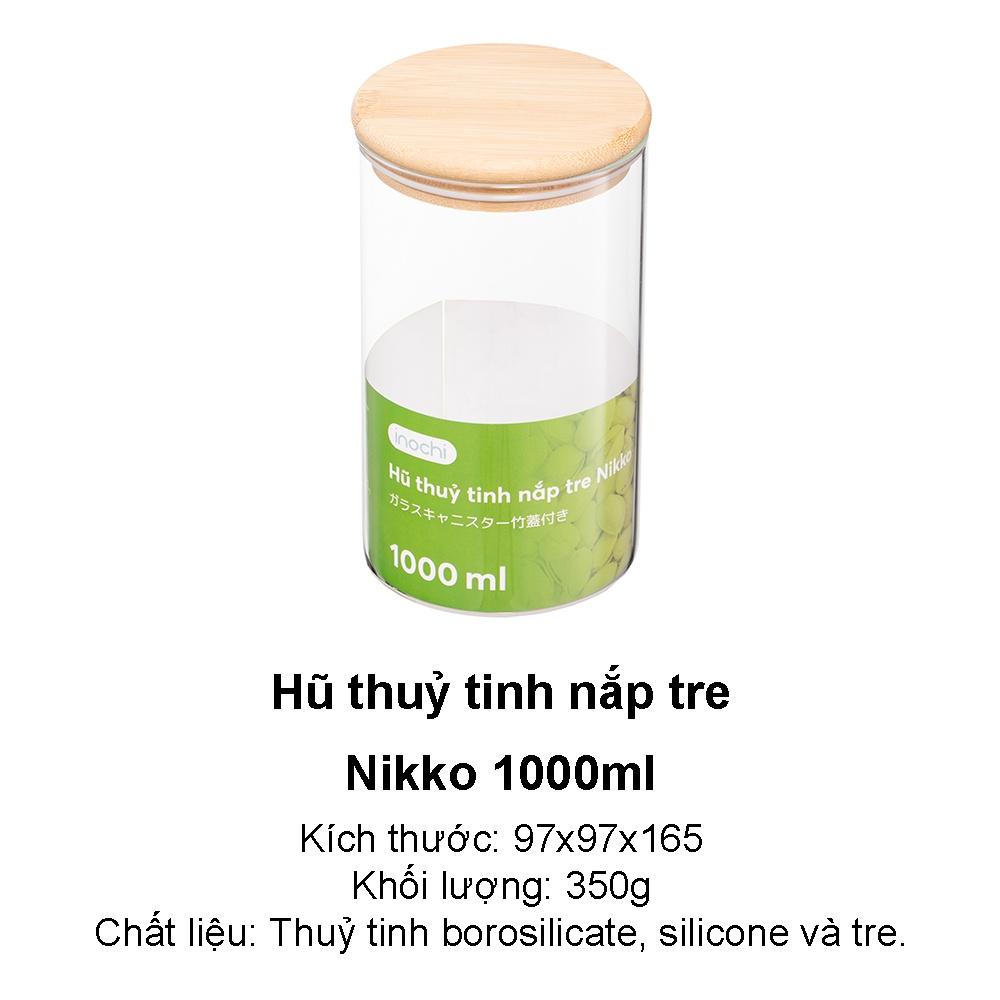 Hũ thủy tinh nắp tre đựng thực phẩm Nikko Inochi