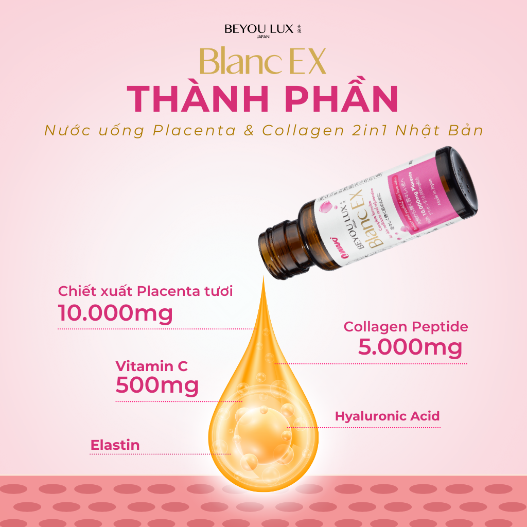 Nước uống làm đẹp da BEYOU LUX Blanc EX Giúp Trắng Da, Cải Thiện Lão Hóa từ Nhật Bản