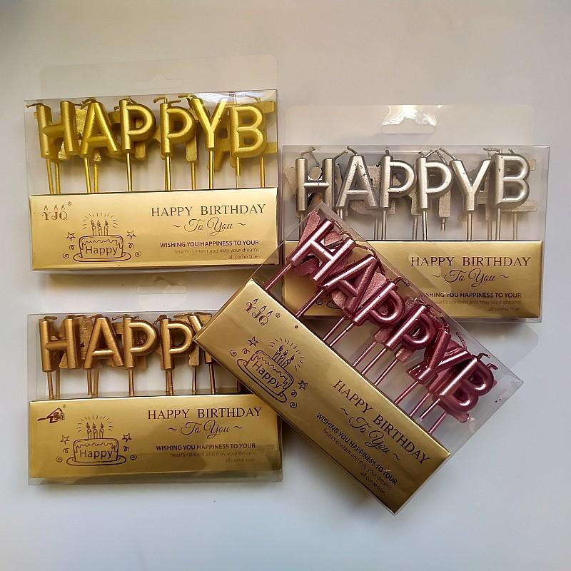 Nến cắm trang trí bánh sinh nhật Chữ Cái Happy Birthday