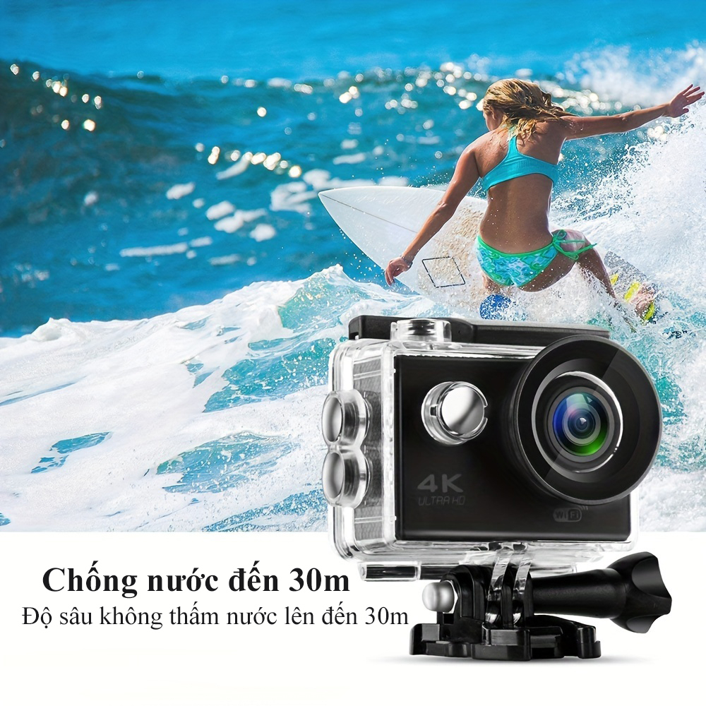 Camera Hành Trình 4k Sport 1080P Chống Nước Chống Rung, Cam Hành Động, Action Camera, Camera Gắn Ô Tô Xe Máy Xe Đạp Du Lịch kết Nối Wifi Hỗ Trợ Quay Đêm Lấy Nét Tự Động - Hàng chính hãng