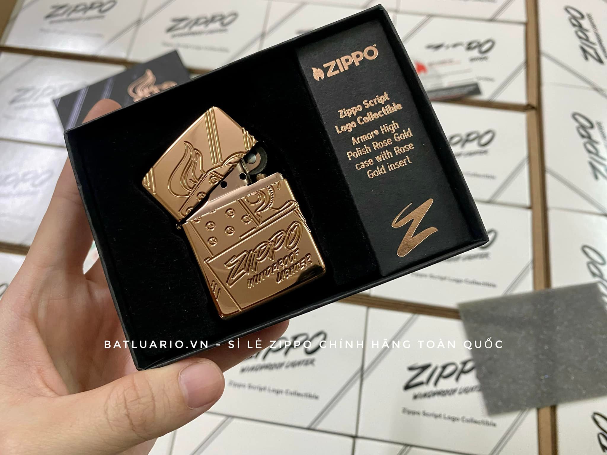 Bật Lửa Zippo 48768 - Zippo Script Collectible Armor Rose Gold