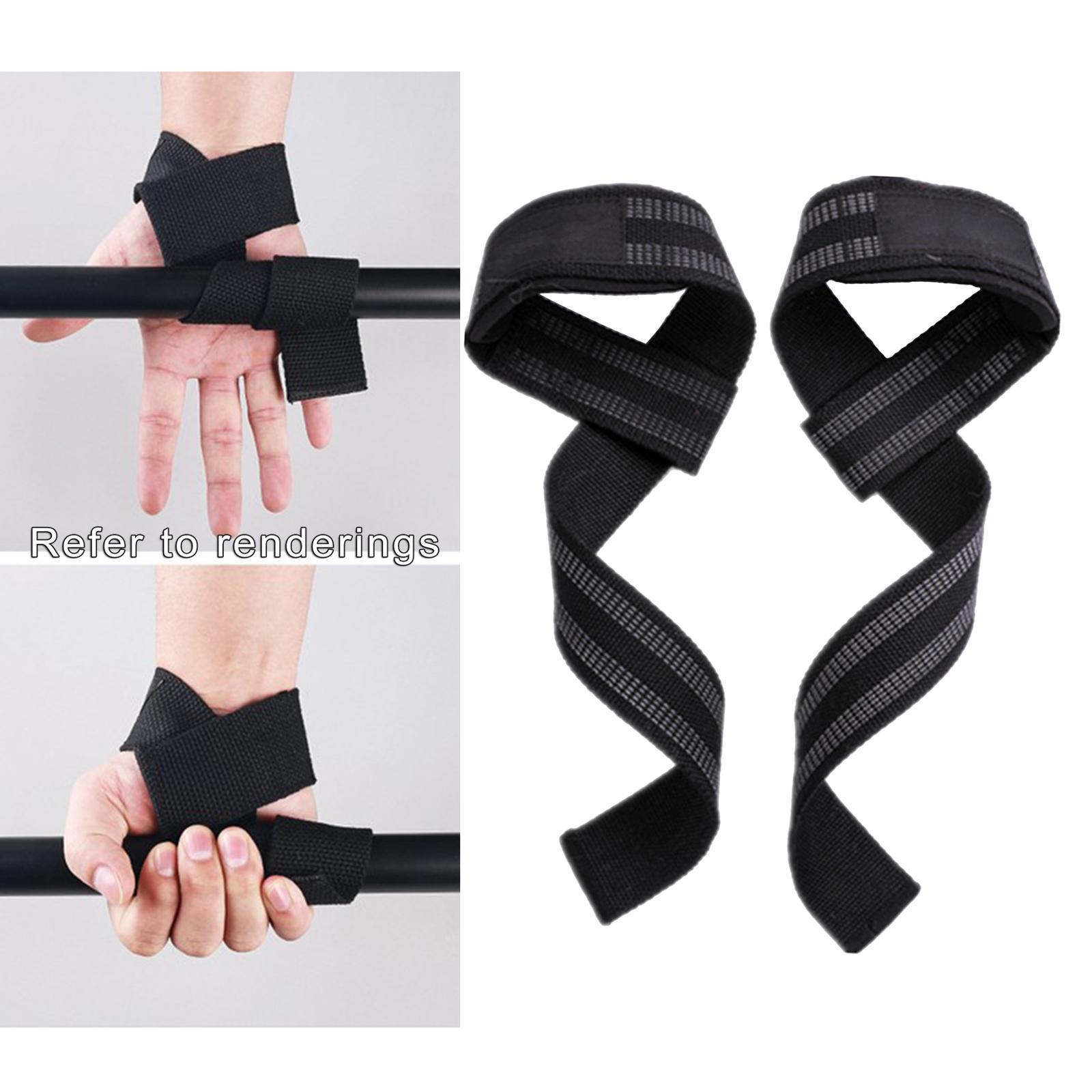 2Pcs Weight Lifting Straps Wrist Support Wraps Strength Adjustable