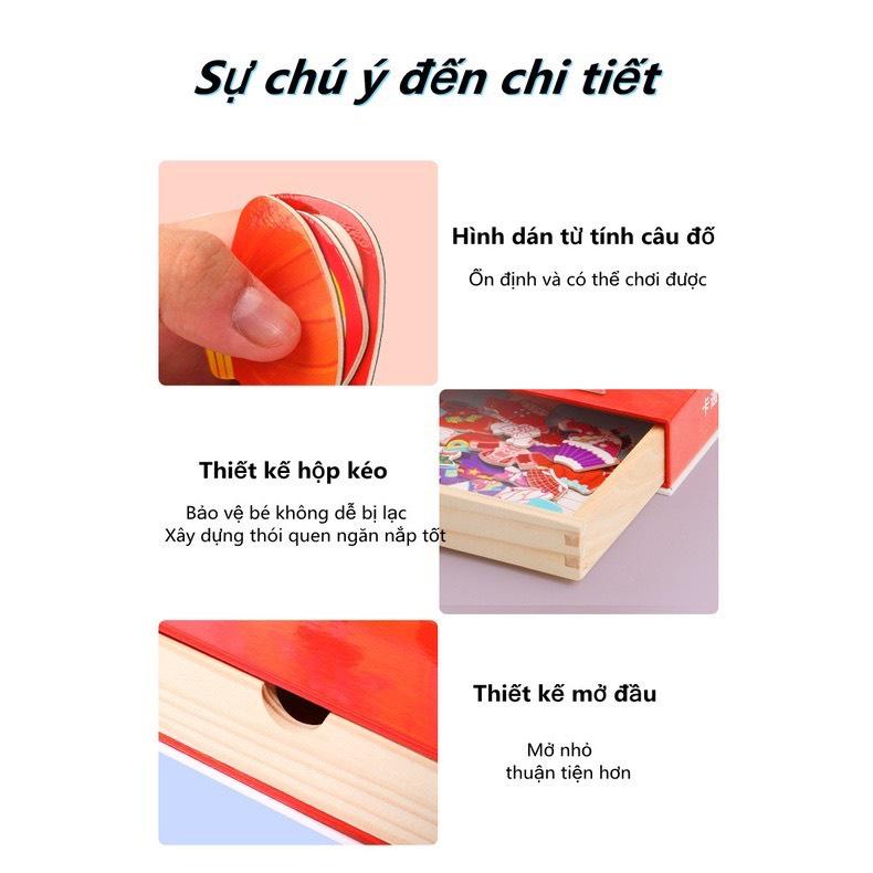 [] Bộ Xếp Hình Thay Quần Áo Bé Gái Siêu Xinh Bằng Gỗ Gắn Nam Châm Cho Bé