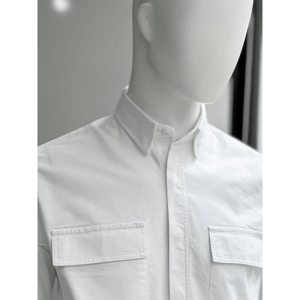 Áo Sơ Mi Nam Dài Tay Trơn BY COTTON Pocket White Shirt 2.0