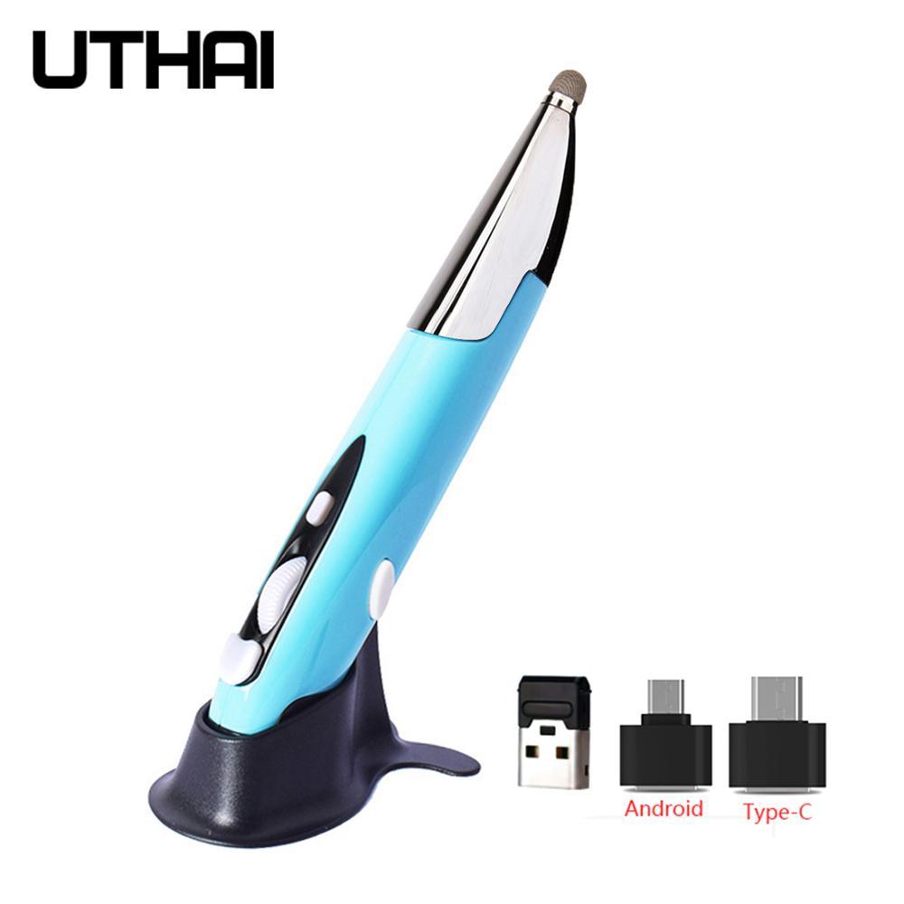 UTHAI DB32 USB Điện Dung Bút _ Không Dây + Chuột Không Dây 2.4G Bút Cá Tính Sáng Tạo Dọc Bút Hình Máy Tính Stylus Pin Chuột