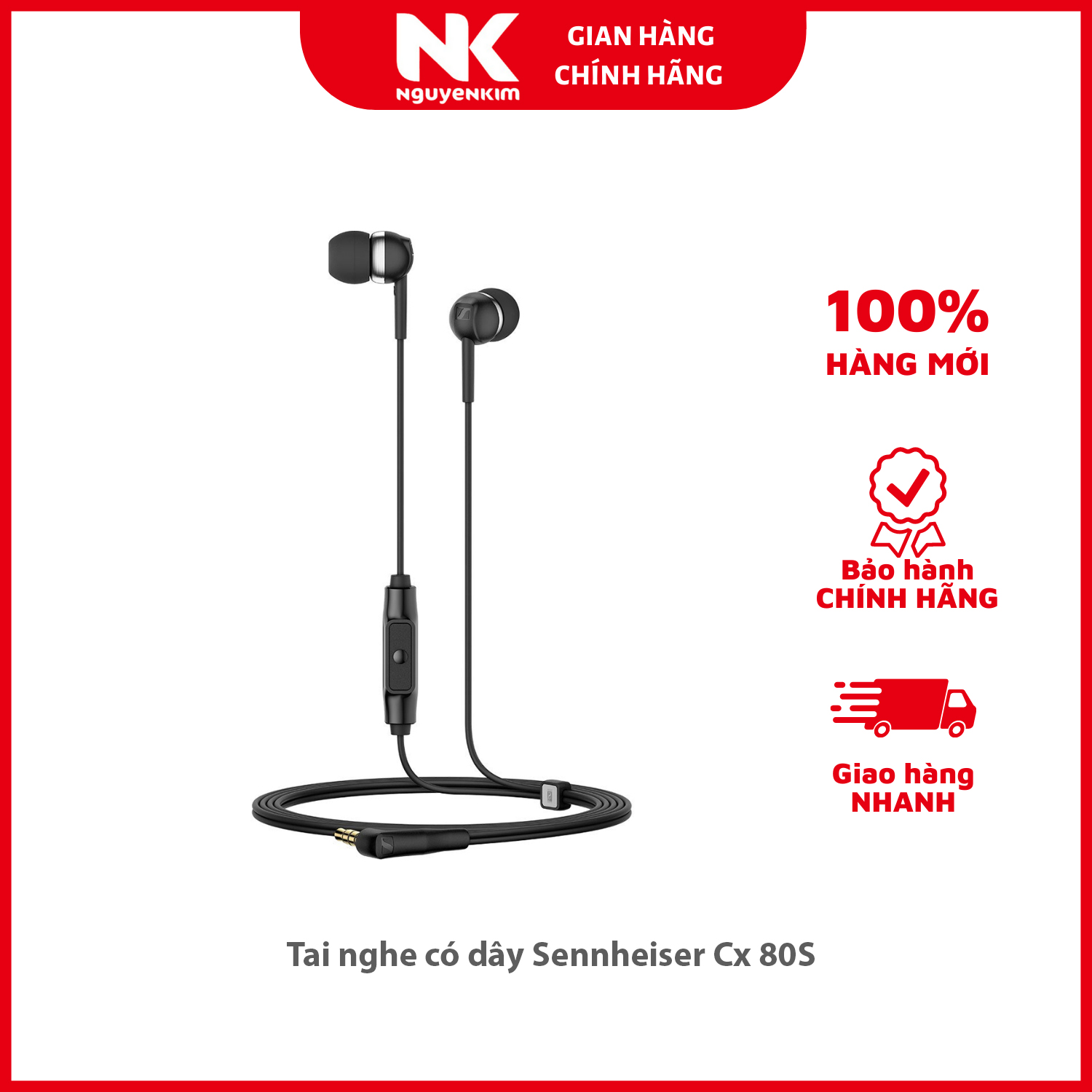 Tai nghe có dây Sennheiser Cx 80S - Hàng Chính Hãng