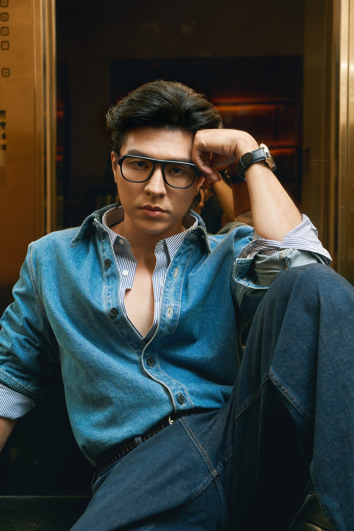 Áo denim nam. Fitted - ROUTINE 10F25DSH002