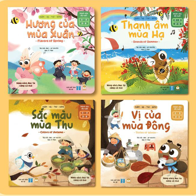 Truyện Kể Cho Bé Trước Giờ Đi Ngủ - Combo 4 Cuốn Xuân Hạ Thu Đông  - Sách Song Ngữ Việt - Anh Cho Bé 0-1-2-3-4-5-6 Tuổi
