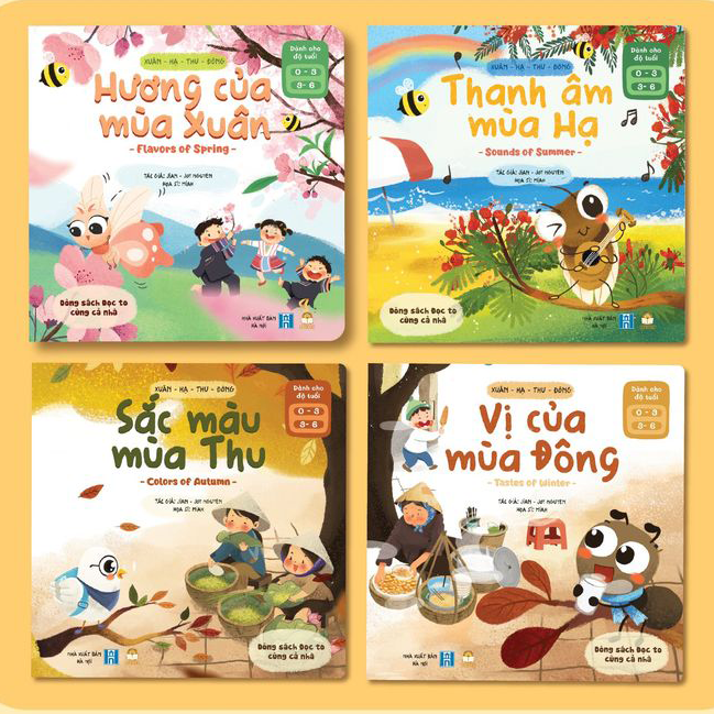 Truyện Kể Cho Bé Trước Giờ Đi Ngủ - Combo 4 Cuốn Xuân Hạ Thu Đông (Song Ngữ Việt - Anh) - Sách Song Ngữ Việt - Anh Cho Bé 0-1-2-3-4-5-6 Tuổi