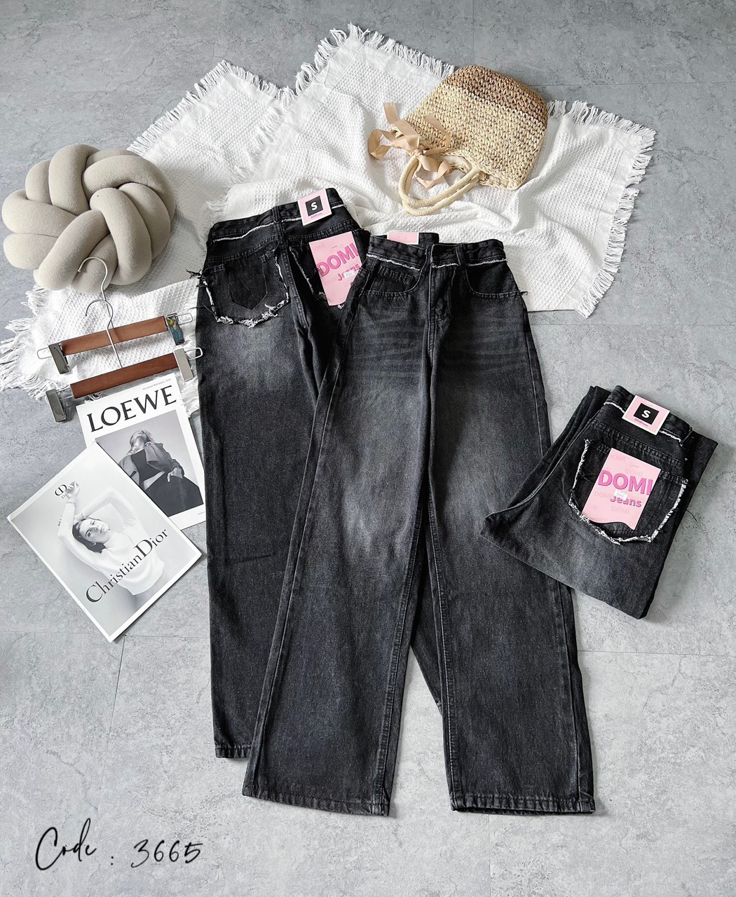 Quần jean nữ ống suông cạp cao phối viền Cun Fashion dài 105cm chất liệu dày dặn , chuẩn form dễ phối đồ MQ1KK