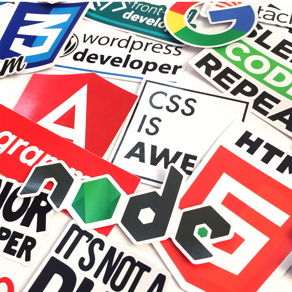 Bộ 26 Sticker Logo Developer Programing Lập Trình Viên, Tem Dán Xe Máy, Nón Bảo Hiểm, Laptop (Cắt sẵn, chống thấm nước)