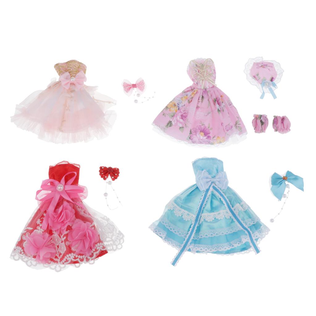 36cm Ball Jointed Girl Doll Body White Skin With 4 Set Princess Dress