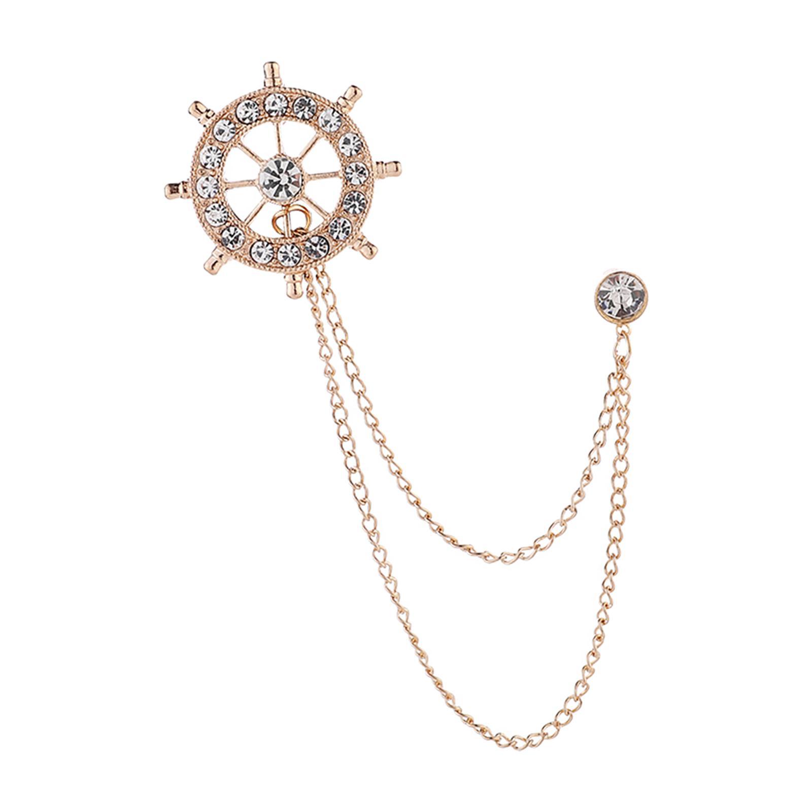 Lapel Pin Brooches Link Chains Pin Tassel Chain Brooch for Tie Men