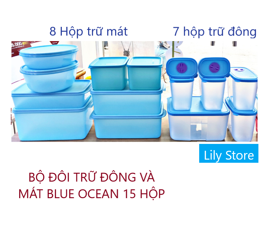 Combo trữ đông và trữ mát Blue Ocean 15 Tupperware (15 hộp)