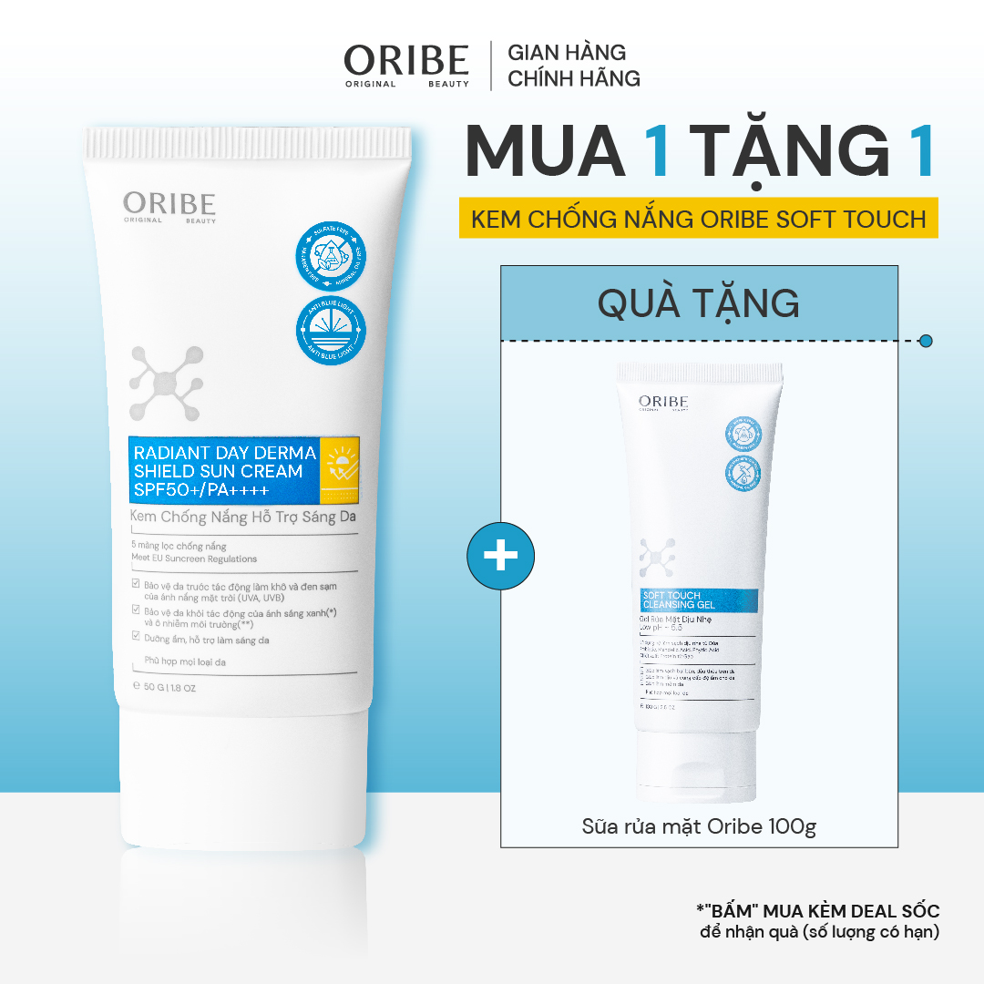 Kem chống nắng Oribe Radiant Derma Shield SPF 50+ PA++++ chống tia UVA/UVB ánh sáng xanh dành cho mọi loại da