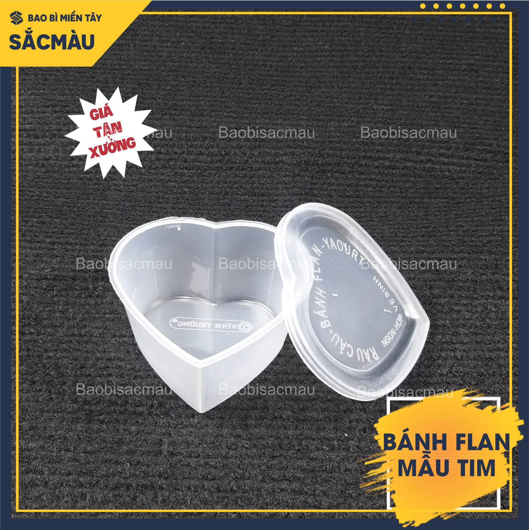 50 Khuôn nhựa làm bánh flan, rau câu, bánh da lợn hình trái tim kèm nắp đẹp mắt