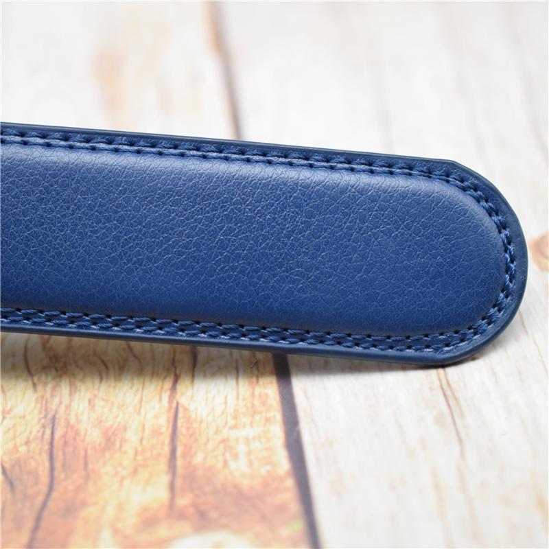 Dây Da Bò Với Hợp Kim Tự Động Khóa Thắt Lưng Nam Thời Trang Nam Xanh Dương Thon Eo 2021 Plus Kích Thước Dây 90-130CM Thiết Kế Dây Đeo