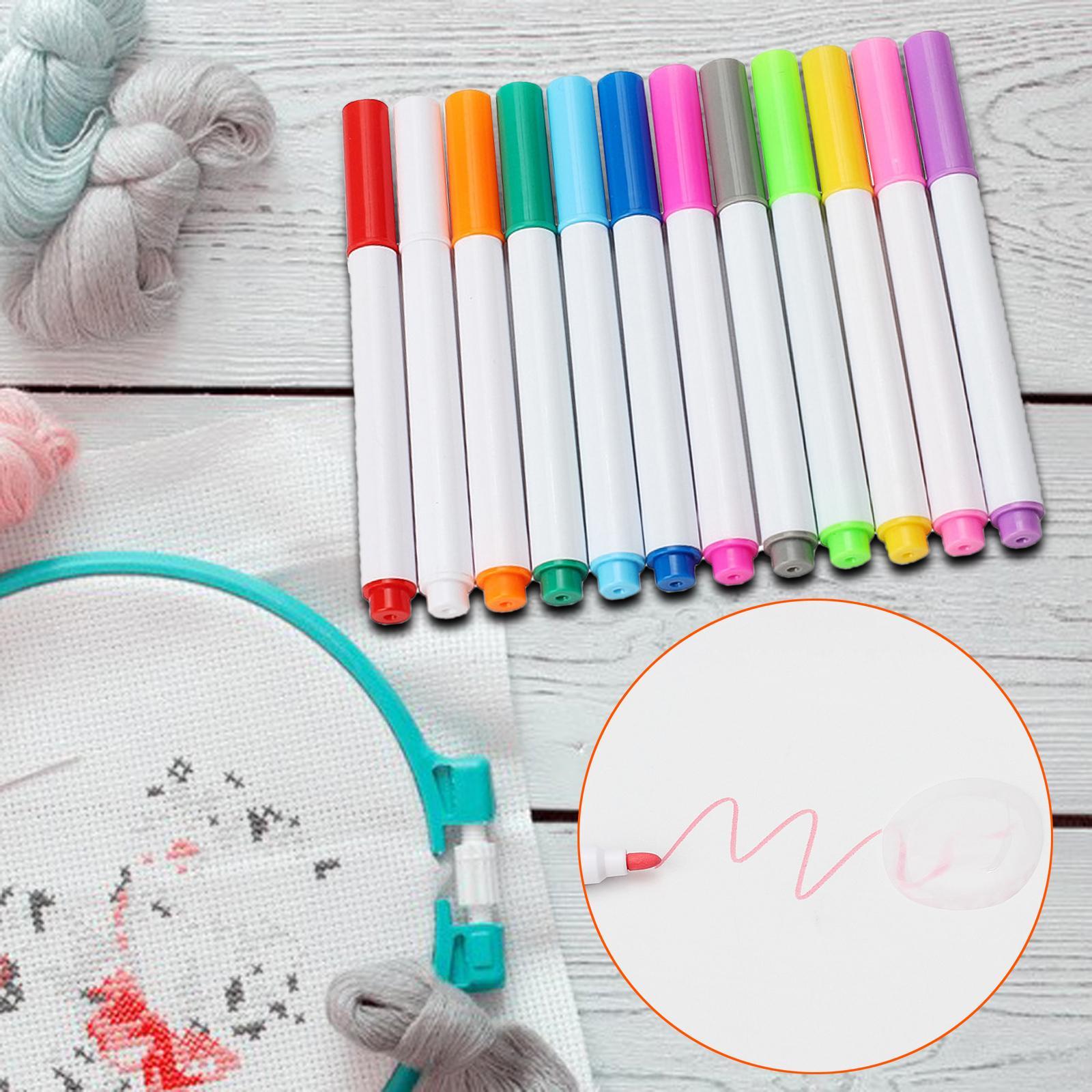 12Pcs Disappearing Ink Fabric Marker Pen Vanishing Air Water Erasable Pen for Sewing Creating Washable Art and Lettering,Temporary Marking