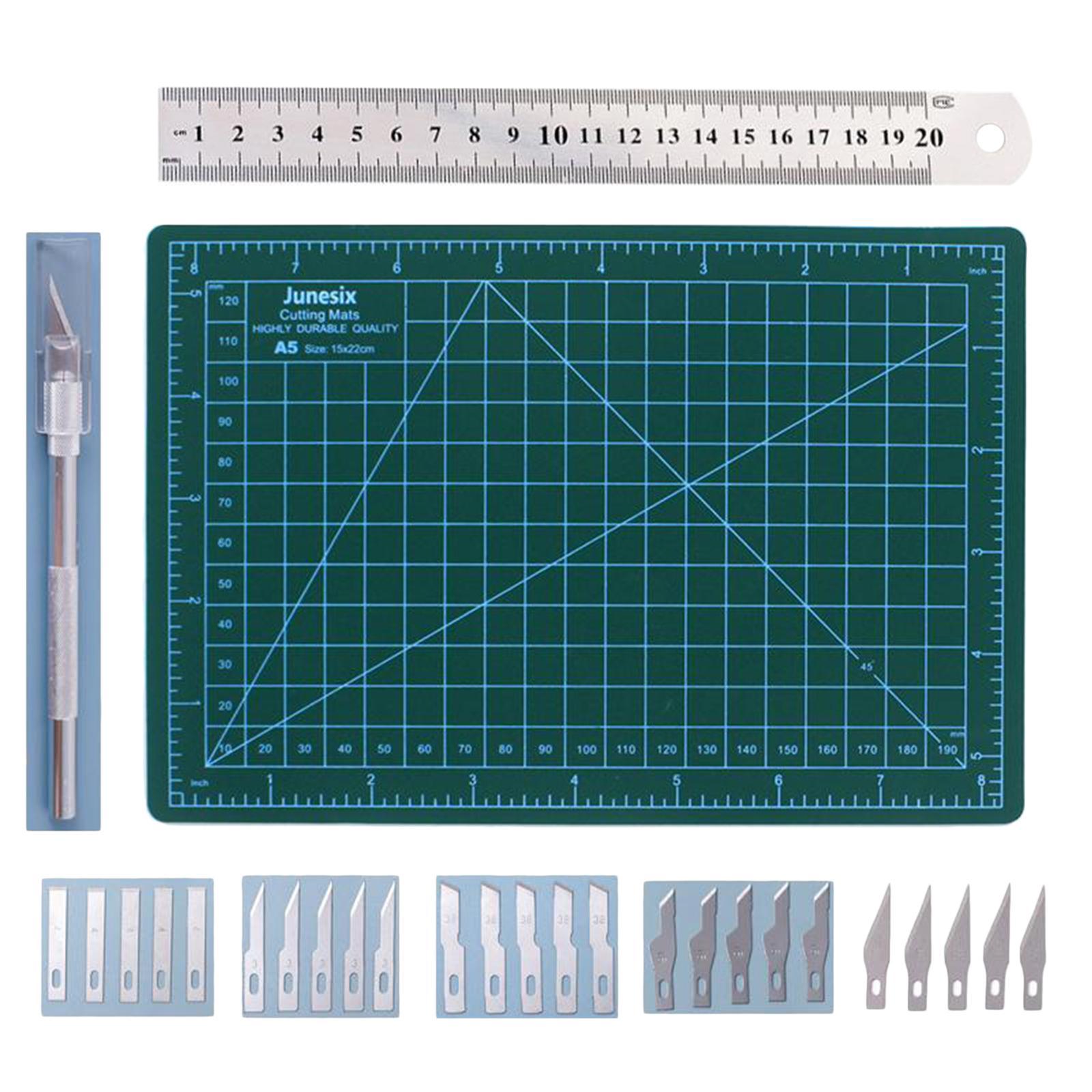 Precision Carving Craft Hobby Kit Includes Carving Blades, Cutting Board, Steel Ruler for DIY Art Work Cutting, Stencil, Scrapbook