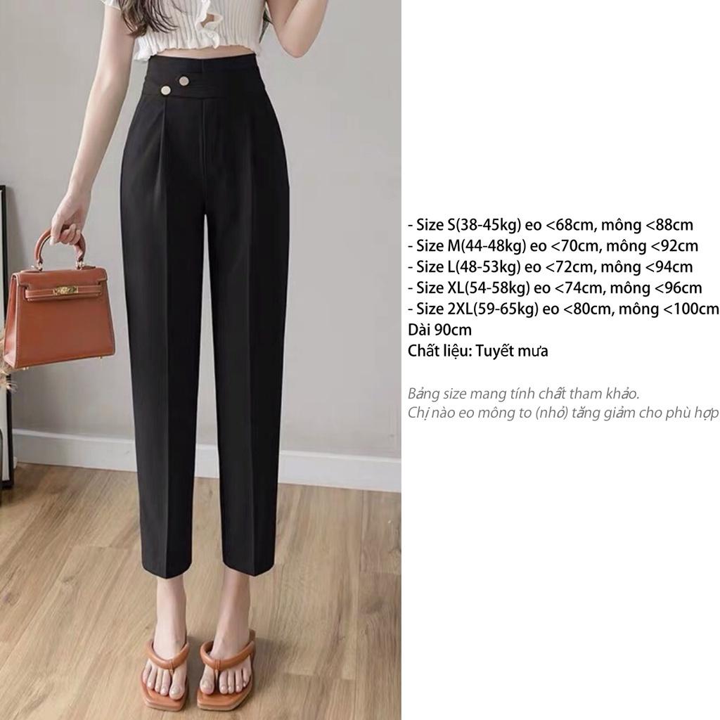 Quần baggy nữ lưng cao công sở đẹp Doloxi khuy chéo vải tuyết mưa Q31