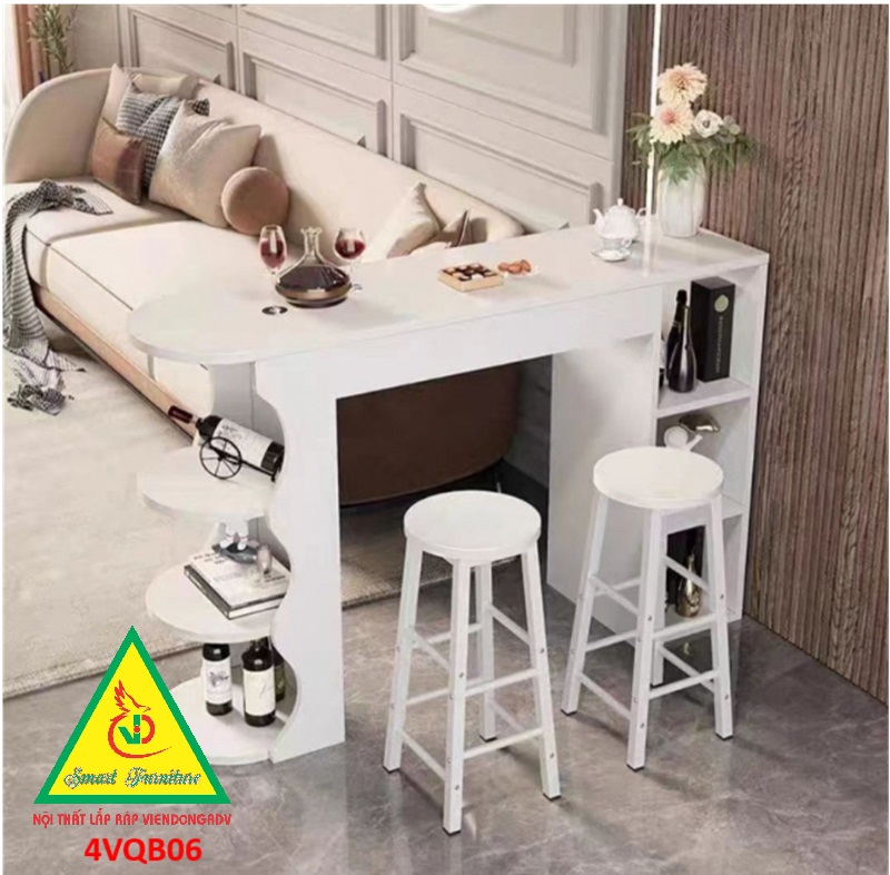 Quầy bar mini, quầy bar kiêm vách ngăn phòng khách nhà bếp 4VQB06 ( Không kèm ghế )- NỘI THẤT LẮP RÁP VIENDONGADV