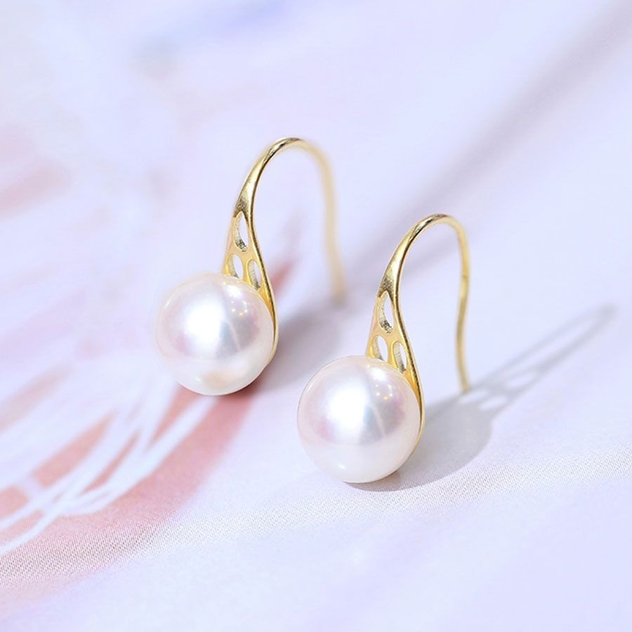 Bông Tai Ngọc Trai Thiên Nhiên Cao Cấp - Kiểu Móc Hoa - Trang Sức Cô Tấm - SPOOL PEARL - CTJ4808