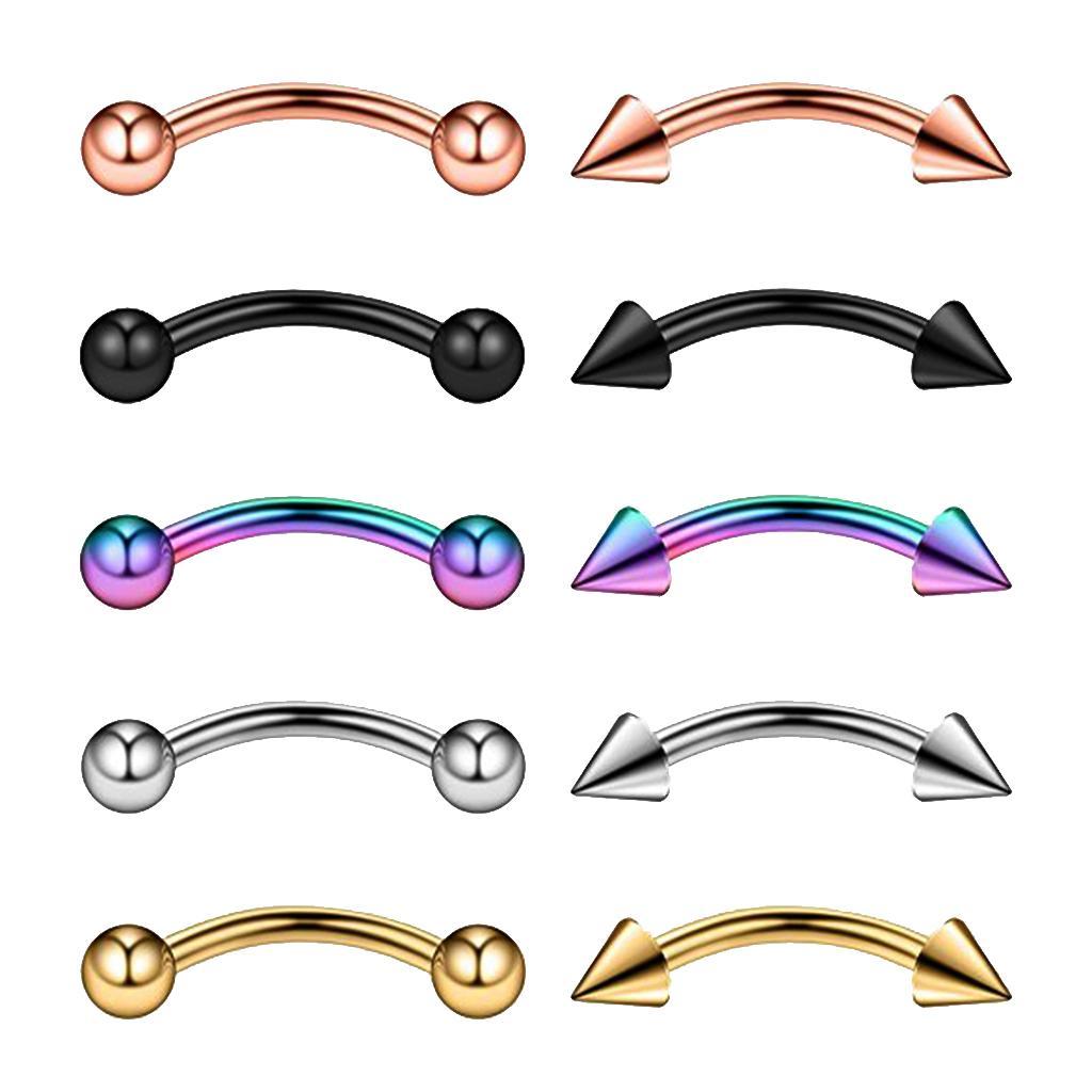 10Pcs 16G Stainless Steel Eyebrow Ear Lip Navel Piercing Jewelry 6mm
