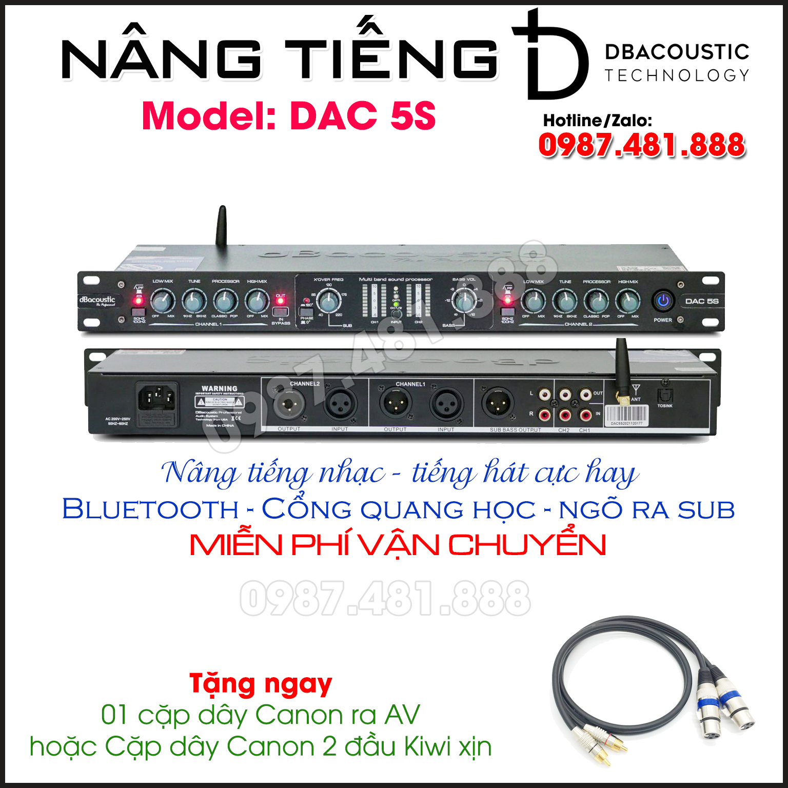 Nâng tiếng Db Acoustic DAC 5S - hàng cao cấp có cổng quang học, bluetooth - tặng cặp dây canon - Hàng chính hãng