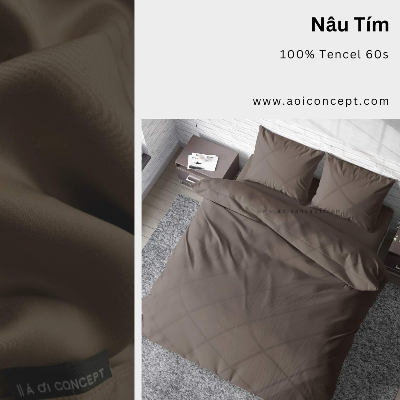 Bộ Chăn Ga Gối 5 Món Lụa Tencel Size 1m6x2m và 1m8 x 2m Trơn Nhiều Màu À Ơi Concept cao cấp Hàn Quốc