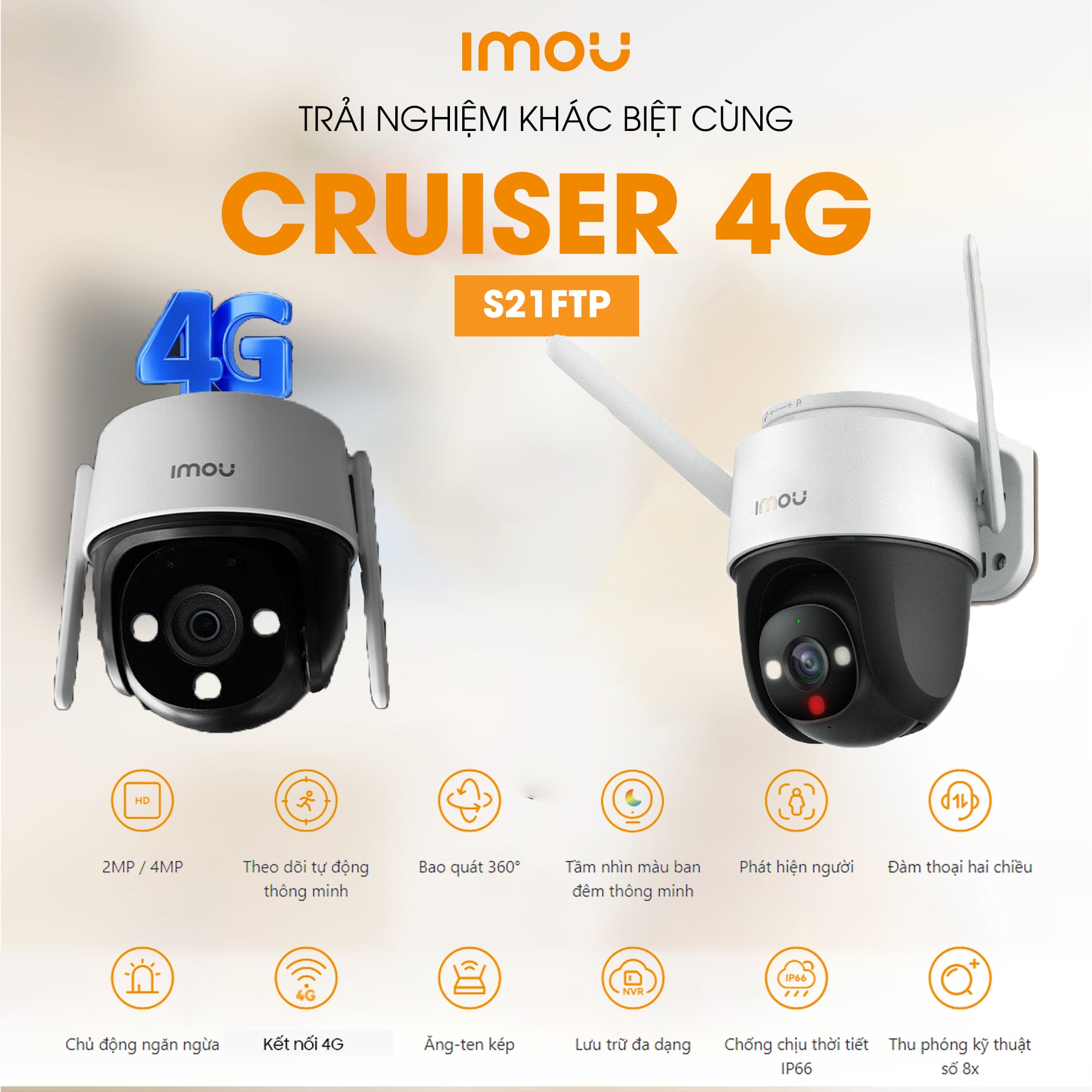 Camera Wifi imou dùng sim 4G - S21FTP IMOU Cruiser 4G - Hàng chính hãng