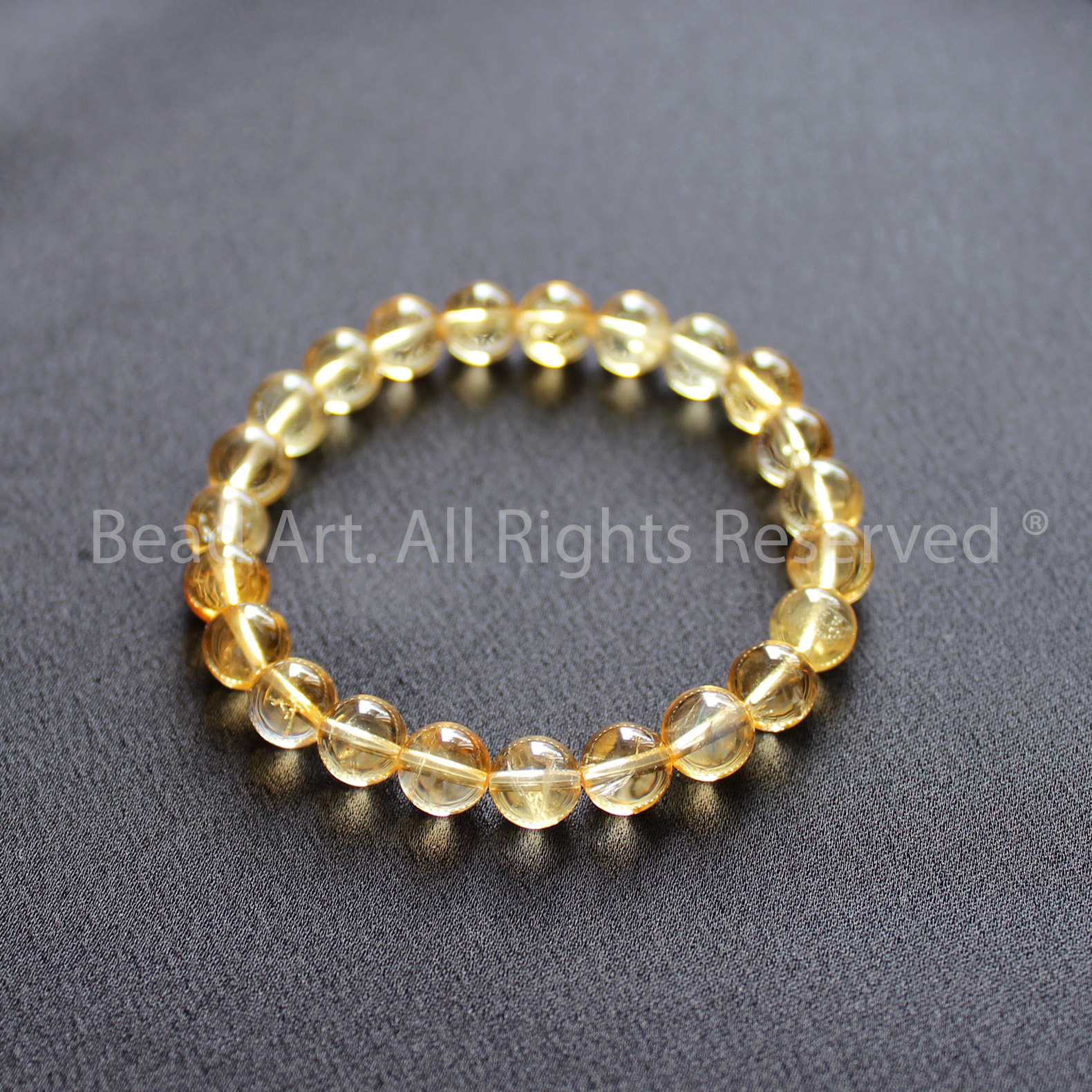 Vòng Tay 7MM Đá Thạch Anh Vàng, Citrine Tự Nhiên, Vòng Phong Thuỷ, Chuỗi Hạt Loại A, Mệnh Thổ, Kim - Bead Art