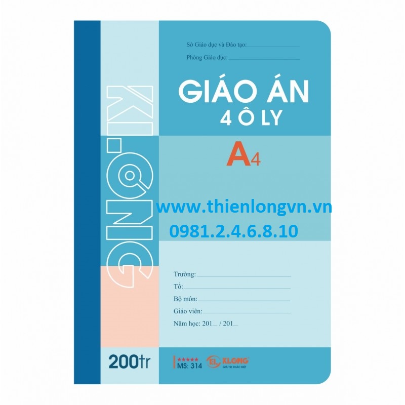 Sổ giáo án 4 ô ly - 200 trang; Klong 314 (T4)