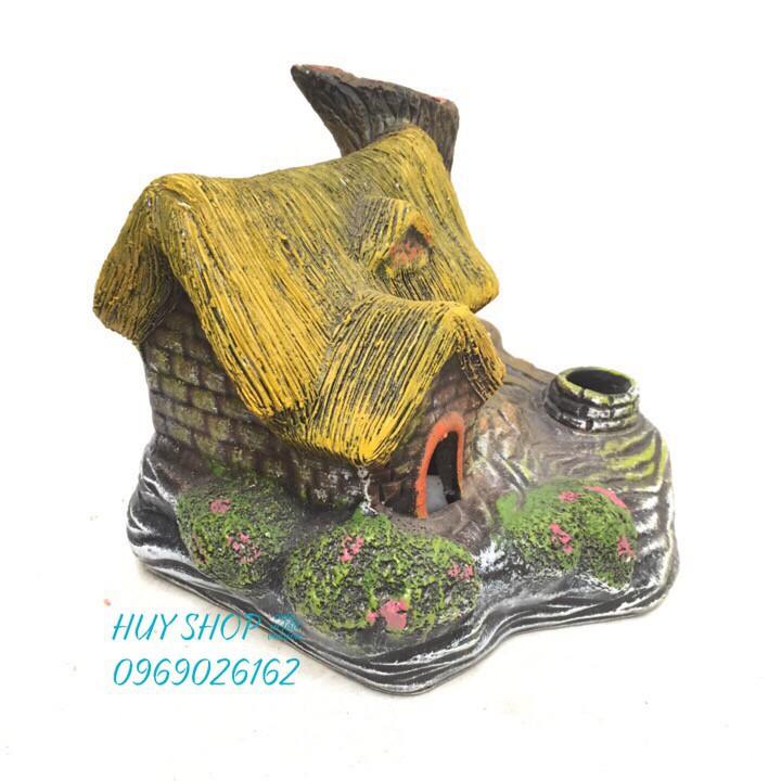 GỐM SỨ TRANG TRÍ TIỂU CẢNH HÒN NON BỘ - TƯỢNG GỐM LÂU ĐÀI NHÀ RƠM