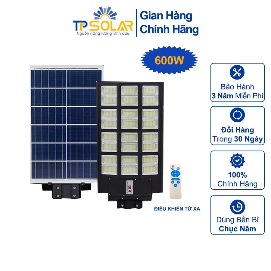 Đèn Đường Liền Thể 3 Mặt Năng Lượng Mặt Trời TP Solar TP-D600N Công Suất 600W Cảm Ứng Sáng Tối, Điều Khiển Từ Xa