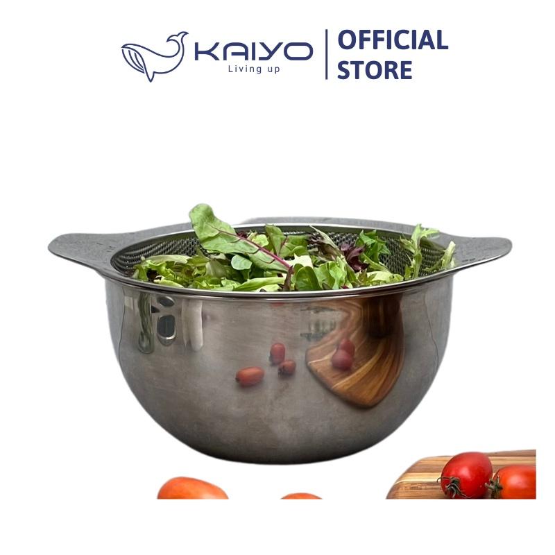 Bộ tô trộn và rổ inox Kaiyo, size 20cm