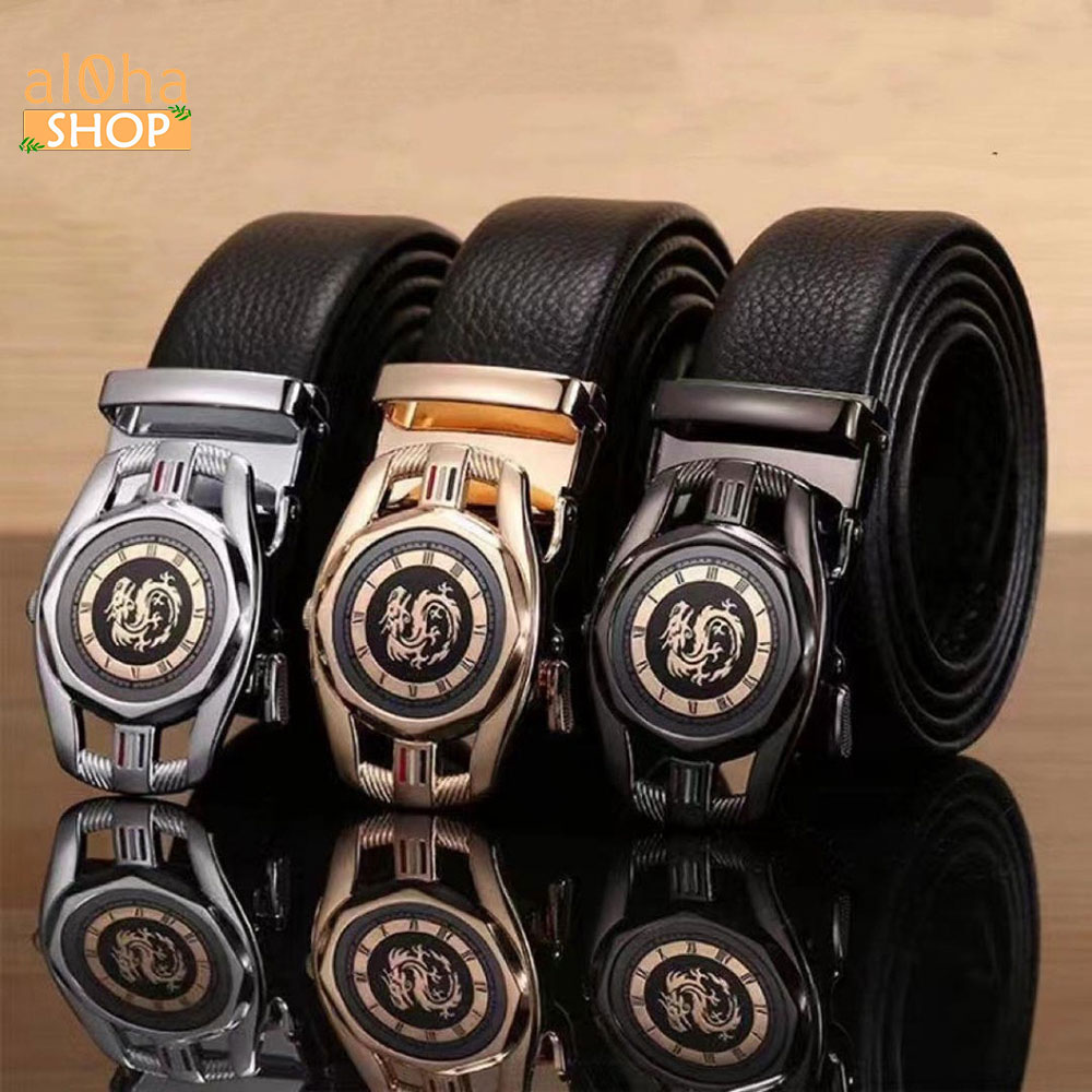 Thắt lưng da nam khoá tự động cao cấp mặt rồng kim loại phong cách thời trang - al0ha Shop
