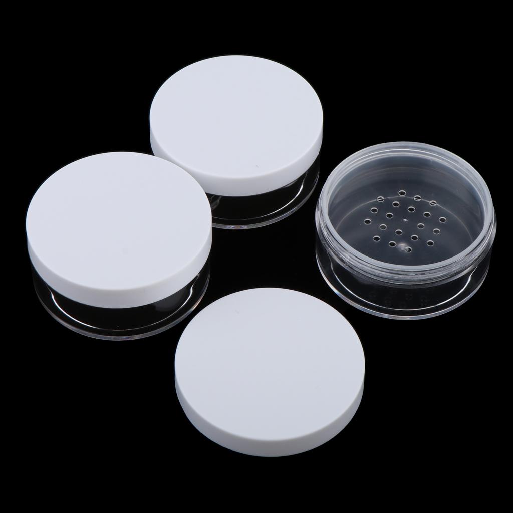 3x Loose Powder Container Powder Puff Case Powder Makeup Storage Jars White