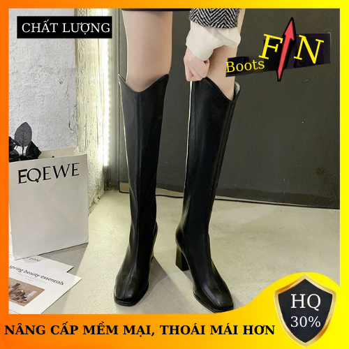 Bốt Đùi Nữ Da Lì Trắng Đen Thời Trang Khoá Sau Ulzzang Siêu Hót Cao Cổ Giày Boot Xinh