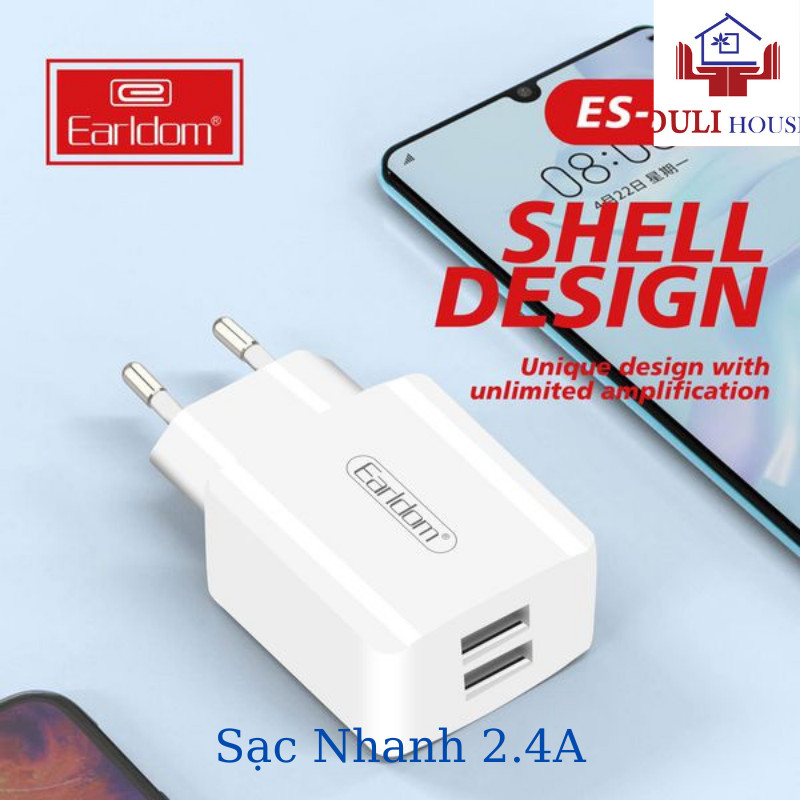 Củ sạc nhanh dành cho Samsung, 2 cổng sạc 2.4A, hỗ trợ sạc nhanh , Hàng chính hãng