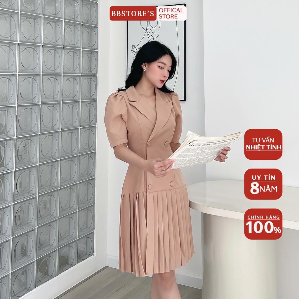 BBSTORE'S Đầm Công Sở Kiểu Váy Dập Ly Cổ Vest  -D941