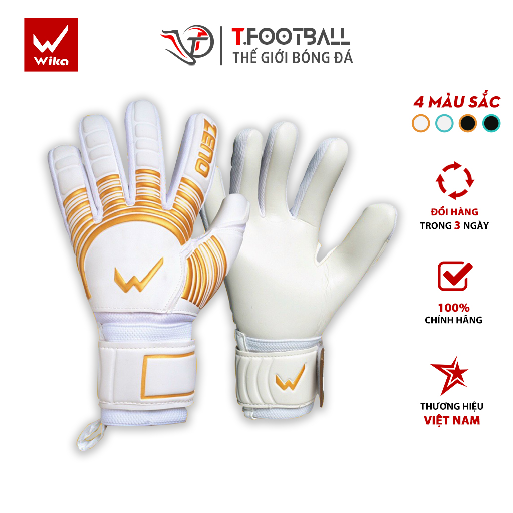 Găng Tay Thủ Môn WIKA Zeno x Quan Văn Chuẩn Xương Ngón Tay Có Thể Tháo Rời – Trắng Vàng – 9