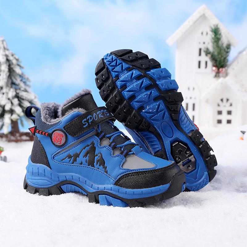 KGF Trẻ Em Giày Mùa Đông Trẻ Em Ủng Giày Đi Bộ Đường Dài Cho Bé Trai Giày Thời Trang Da Chống Trơn Trượt Giày Bé Gái Color: Army Green Shoe Size: 37