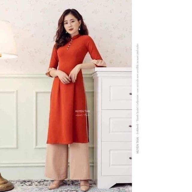 Áo dài cách tân trơn tay kiểu
